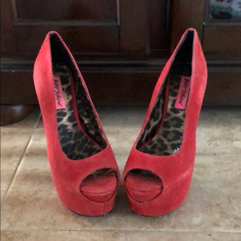 Betsey Johnson open toe high heels.